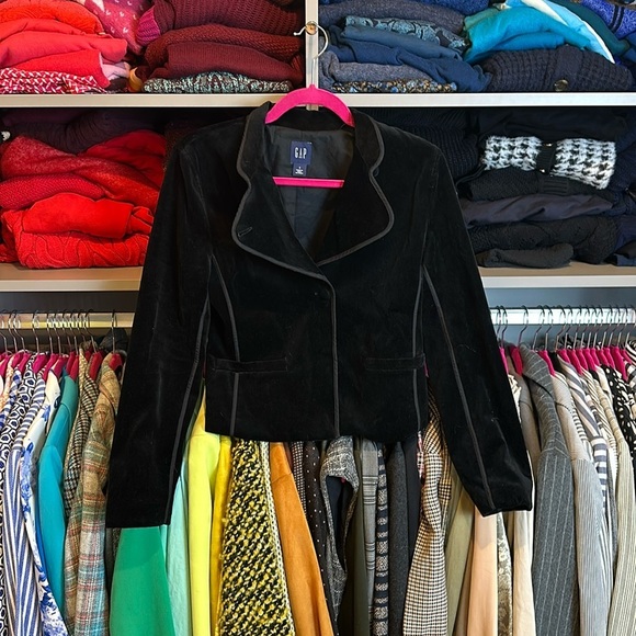 GAP black velvety blazer size 2 - Picture 1 of 4